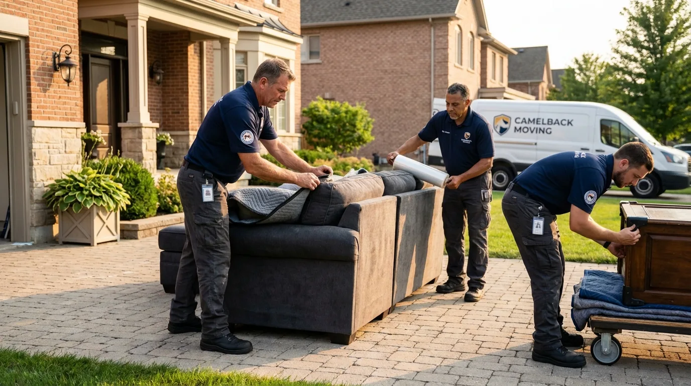 Large estate moving crew wrapping furniture in Edinburgh, IN